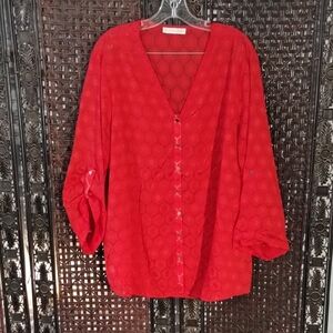 Emaline Women Red Top Tab Sleeve